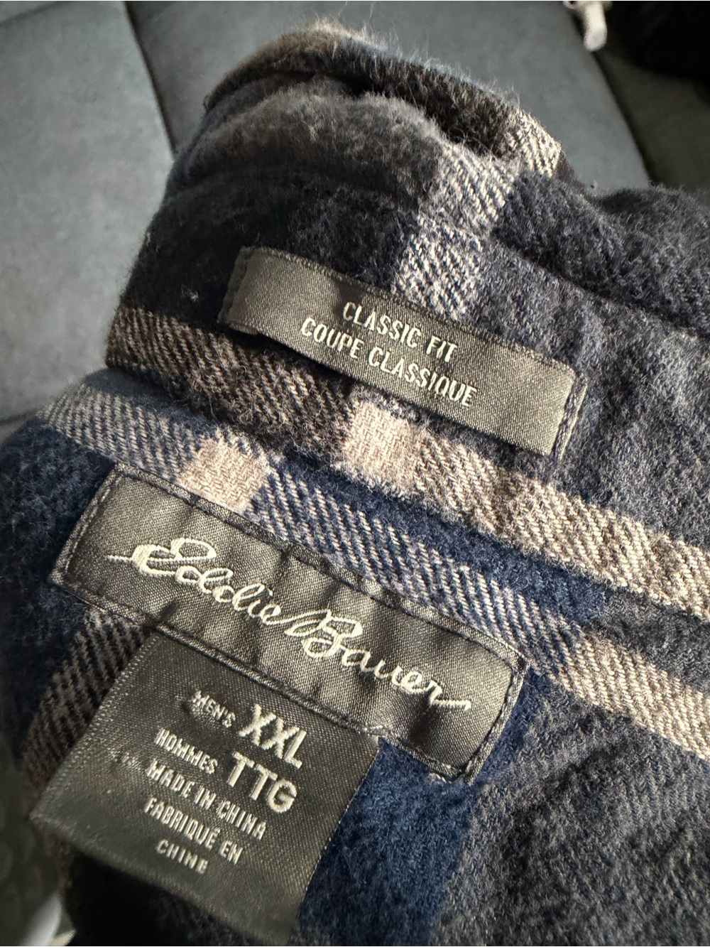 Eddie Bauer Plaid Wool-Blend Shirt Jacket in Navy and Gray